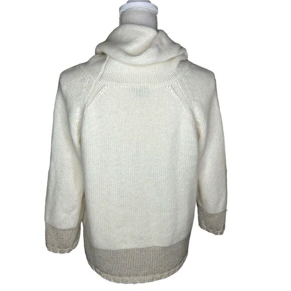 Ann Taylor Women's Cowl Neck Wool Angora Sweater Top Cream Gold Sz Med - Picture 3 of 5
